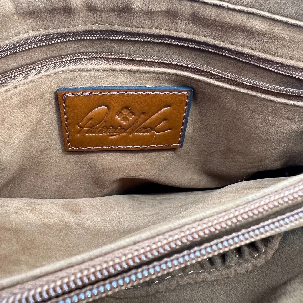 Patricia Nash Calvi Satchel Crossbody‎ Bag Leather Safflower Blue Boho Western